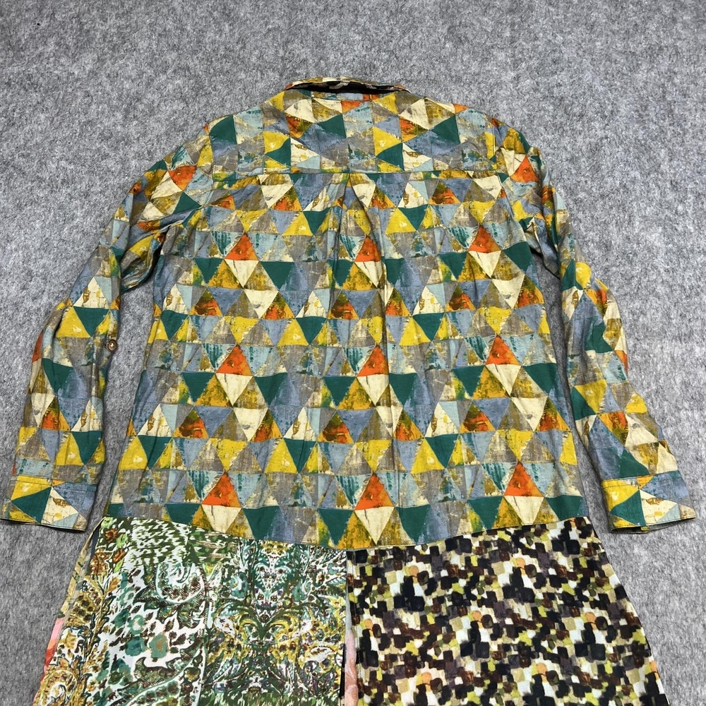 John‎ Mark Shirt Womens S Multicolor Patchwork Tropical Bird Print Button Tunic - Picture 14 of 16